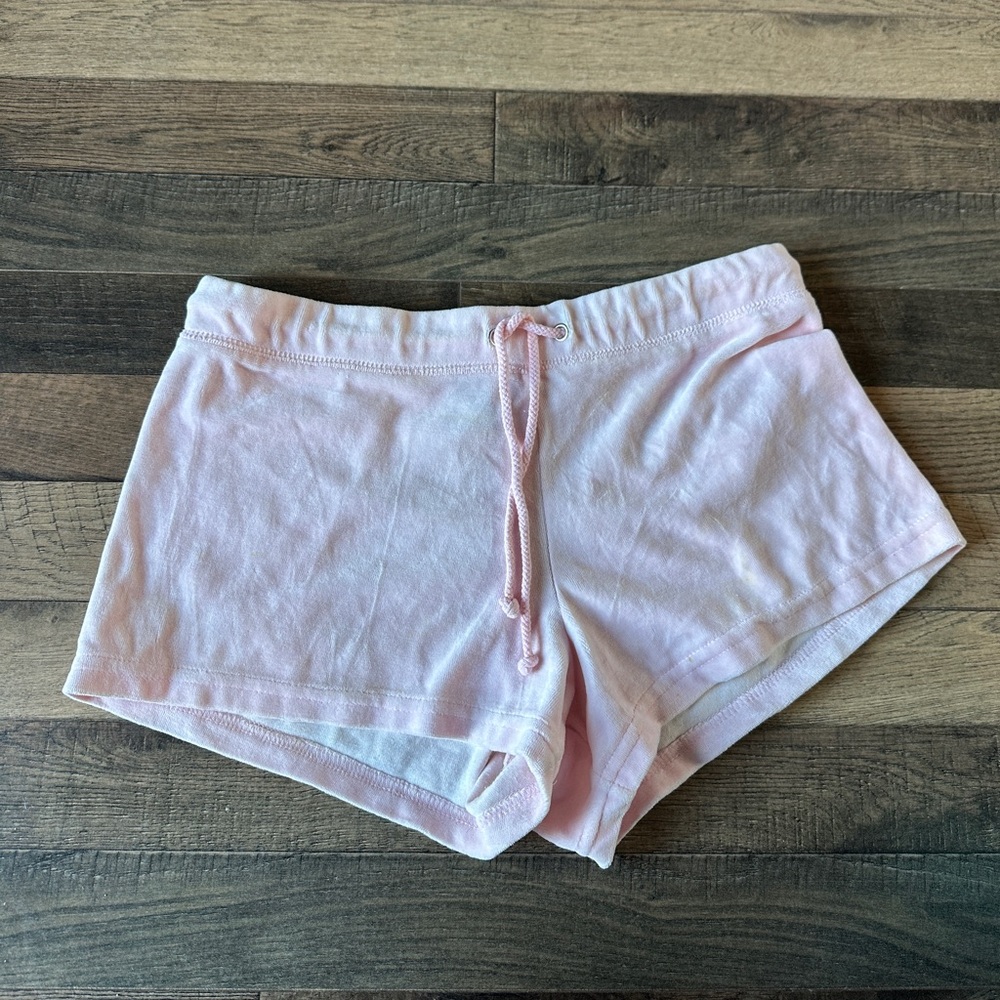 Vintage baby pink velor shorts